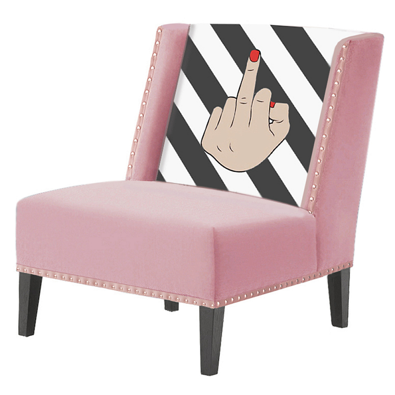 FUN Armchair "fuck off" pink  Дизайнерское кресло с цветным принтом Розовый пастельный в Санкт-петербурге | Loft Concept 