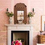 Обои ручная роспись Jharokha Arches Original colourway on pink painted Xuan paper варинант исполнения - 4 | Loft Concept в Санкт-петербурге