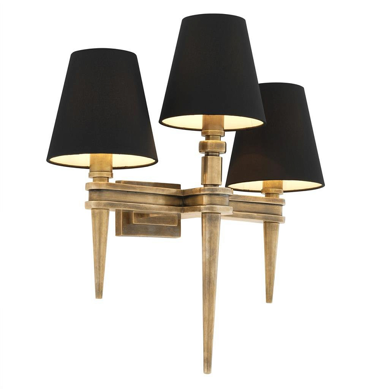 Бра Wall Lamp Waterloo Triple Brass Черный Латунь Античная полированная в Санкт-петербурге | Loft Concept 