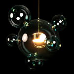 Подвесной светильник с прозрачными бирюзовыми стеклянными шарами и золотыми деталями Диаметр 46 Giopato & Coombes варинант исполнения - 4 | Loft Concept в Санкт-петербурге