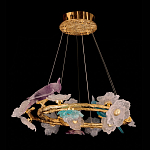 Люстра круглая на золотом каркасе с птичками и цветочным декором Miscellaneous herbs варинант исполнения - 5 | Loft Concept в Санкт-петербурге