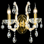 Бра с двумя лампами и крупными хрустальными подвесками на золотом основании Crystal lamps варинант исполнения - 2 | Loft Concept в Санкт-петербурге