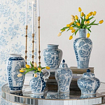 Ваза с крышкой и голубым цветочным рисунком на белом фоне Blue & White Ornament варинант исполнения - 7 | Loft Concept в Санкт-петербурге