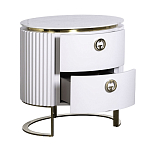 Тумбочка белая овальная с мраморной столешницей Thoroughbass варинант исполнения - 2 | Loft Concept в Санкт-петербурге