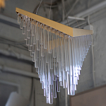 Люстра золотого цвета в форме галочки с каскадом длинных прозрачных трубок Eurofase варинант исполнения - 14 | Loft Concept в Санкт-петербурге