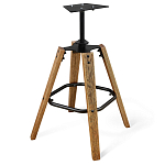 Барный стул со спинкой и металлической подставкой на 4-х деревянных ножках Коричневый Велюр Vendramin Chair варинант исполнения - 5 | Loft Concept в Санкт-петербурге