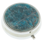 Таблетница карманная круглая с 3-мя отделениями и накладкой из натурального камня Апатит Голубой Silver Stone Pillboxes варинант исполнения - 1 | Loft Concept в Санкт-петербурге