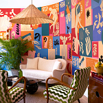 Обои ручная роспись в стиле Арт-деко Jazz Original colourway on painted silk with embroidery варинант исполнения - 1 | Loft Concept в Санкт-петербурге