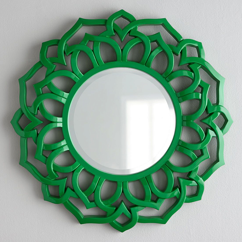 Зеркало круглое в ажурной зеленой раме Green Floral Pattern Зеленый Зеркало круглое в ажурной зеленой раме Green Floral Pattern Зеленый в Санкт-петербурге | Loft Concept