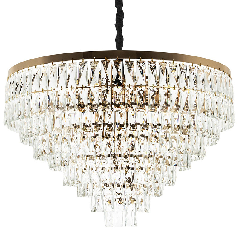 Люстра с прямоугольными хрустальными подвесками Lunet Crystal Rectangulars Chandelier 18 Золотой Прозрачное Стекло в Санкт-петербурге | Loft Concept 