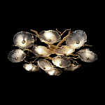 Потолочная люстра круглая ветвистыми бронзовыми элементами и стеклянными рифлеными дисками Textured Glass Chandelier варинант исполнения - 4 | Loft Concept в Санкт-петербурге