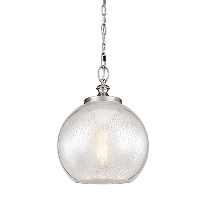Подвесной светильник с прозрачным стеклянным плафоном в форме шара в современном стиле на цепи Feiss Сталь Прозрачное Стекло в Санкт-петербурге | Loft Concept 
