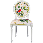 Стул светло-серый из натурального бука с изображением птиц и цветов Blooming Birds Red  варинант исполнения - 1 | Loft Concept в Санкт-петербурге