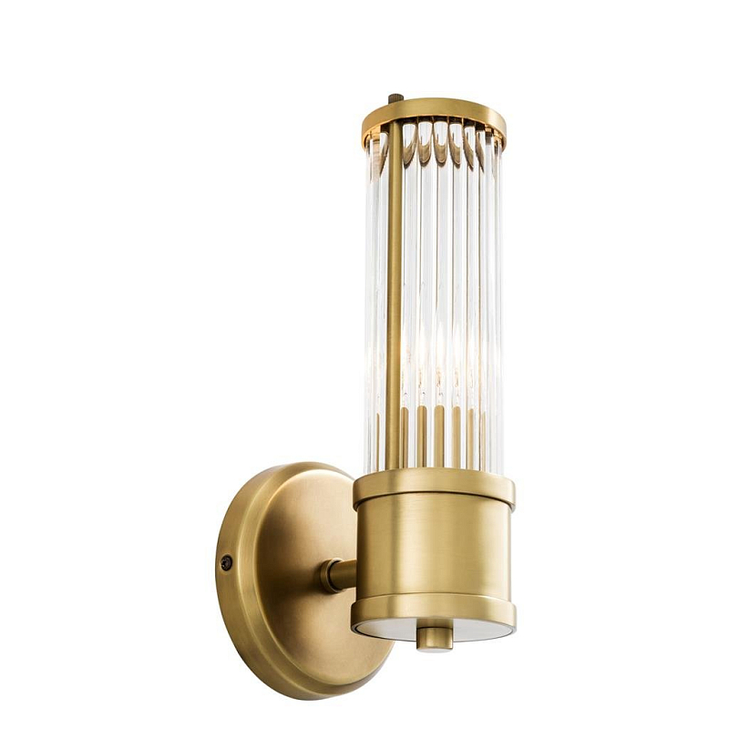 Бра Wall Lamp Claridges Single Brass Латунь Античная полированная Прозрачное Стекло в Санкт-петербурге | Loft Concept 