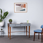 Стол письменный из массива бука с 2-мя ящиками серый Wenge Light варинант исполнения - 5 | Loft Concept в Санкт-петербурге