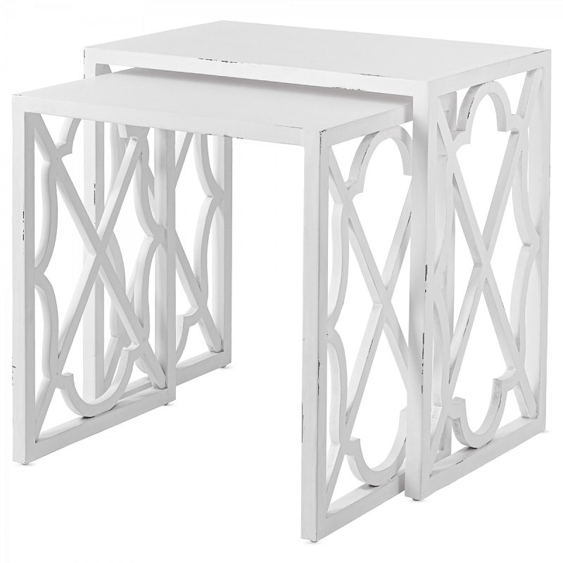 Комплект столиков Tommy Bahama Stovell Ferry Nesting Tables Белый винтажная патина   в Санкт-петербурге | Loft Concept 