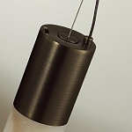 Подвесной светильник цилиндрической формы с плафоном из алебастра и металлическими торцами Темная Латунь 60 см Cryptocrystalline Stone варинант исполнения - 5 | Loft Concept в Санкт-петербурге