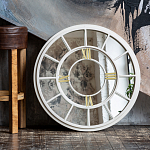 Зеркало настенное в белой металлической раме в виде часов Mirror Tower Clock варинант исполнения - 4 | Loft Concept в Санкт-петербурге