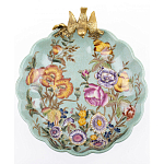 Блюдо из голубого фарфора с бронзовой птичкой Blue Garden варинант исполнения - 2 | Loft Concept в Санкт-петербурге