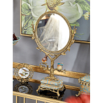 Зеркало с бронзовой подставкой в виде дерева и фарфоровыми птичками на голубом основании Eden Garden варинант исполнения - 4 | Loft Concept в Санкт-петербурге