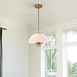 Подвесной светильник золотого цвета с полусферическим опаловым плафоном и декоративным элементом Elstead Lighting варинант исполнения - 7 | Loft Concept в Санкт-петербурге