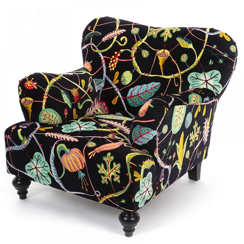 Кресло Seletti Armchair Botanical diva black Черный Мульти в Санкт-петербурге | Loft Concept 