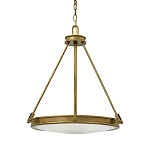 Люстра подвесная цвета латунь с плоским круглым матовым стеклянным плафоном на цепи Hinkley варинант исполнения - 1 | Loft Concept в Санкт-петербурге