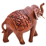 Статуэтка из дерева суар в виде слона в традиционном облачении Elephant in blanket варинант исполнения - 2 | Loft Concept в Санкт-петербурге