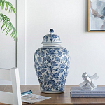 Ваза с крышкой и бело-синим цветочным узором Blue & White Ornament  варинант исполнения - 8 | Loft Concept в Санкт-петербурге