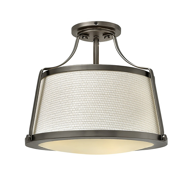 Потолочный светильник со светлым текстильным абажуром Hinkley Латунь Белый Никель в Санкт-петербурге | Loft Concept 