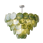 Люстра из зеленых стеклянных дисков с перламутровым эффектом Green Glowing Glaze варинант исполнения - 1 | Loft Concept в Санкт-петербурге
