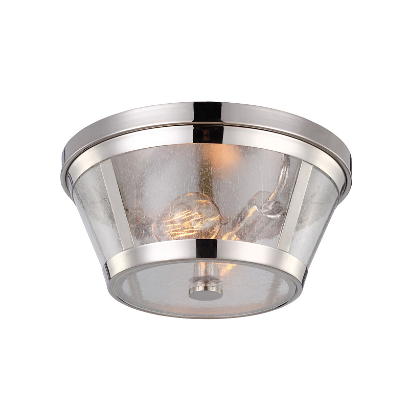 Потолочный светильник с плафоном из прозрачного пузырькового стекла Feiss Никель Прозрачное Стекло в Санкт-петербурге | Loft Concept 