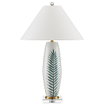 Настольная лампа овальная с тропическим принтом Stylized Aalm Leaves Motif варинант исполнения - 4 | Loft Concept в Санкт-петербурге