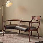 Кушетка с деревянным каркасом и сиденьем из коричневой натуральной кожи Moon Walnut Furniture варинант исполнения - 5 | Loft Concept в Санкт-петербурге