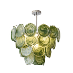 Люстра из зеленых стеклянных дисков с перламутровым эффектом Green Glowing Glaze варинант исполнения - 8 | Loft Concept в Санкт-петербурге
