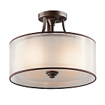 Потолочный светильник с двойным цилиндрическим плафоном из белого стекла и прозрачной органзы Kichler варинант исполнения - 1 | Loft Concept в Санкт-петербурге