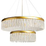 Люстра двухъярусная с золотого цвета и прозрачными подвесками Pettico варинант исполнения - 1 | Loft Concept в Санкт-петербурге