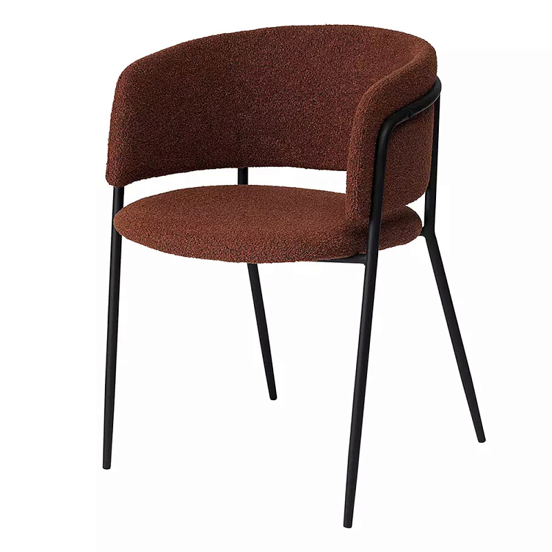 Стул полукруглый мягкий с буклированной обивкой Chair with Boucle Upholstery Черный Терракотовый в Санкт-петербурге | Loft Concept 