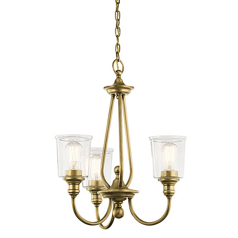 Люстра с прозрачными плафонами из пузырчатого стекла Kichler Латунь Прозрачное Стекло Никель в Санкт-петербурге | Loft Concept 