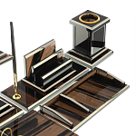 Настольный письменный набор с часами из природного камня обсидиана Team leader варинант исполнения - 4 | Loft Concept в Санкт-петербурге