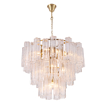 Люстра круглая многоярусная с прозрачными подвесками из стекла Hexagon Tube Light варинант исполнения - 3 | Loft Concept в Санкт-петербурге