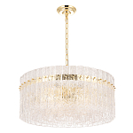 Люстра подвесная круглая с прозрачными рельефными стеклянными вставками и золотым основанием Textured Glass Chandelier варинант исполнения - 2 | Loft Concept в Санкт-петербурге