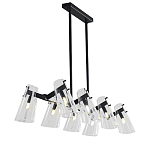 Люстра светодиодная с 8-ю прозрачными плафонами из акрила и стали Glass Cylinder Black варинант исполнения - 2 | Loft Concept в Санкт-петербурге