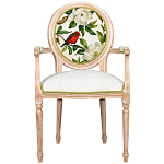 Стул с подлокотниками золотистый из бука с изображением птиц и цветов Blooming Red Birds варинант исполнения - 1 | Loft Concept в Санкт-петербурге