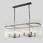 Люстра подвесная овальная со стеклянными прозрачными трубками и металлическим каркасом черного цвета Nembus варинант исполнения - 3 | Loft Concept в Санкт-петербурге