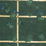Обои ручная роспись Morning Glory Original colourway on Edo Green painted Xuan paper варинант исполнения - 1 | Loft Concept в Санкт-петербурге
