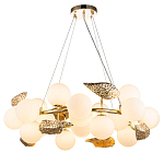 Люстра круглая на золотистом каркасе с белыми стеклянными плафонами Zest of Light варинант исполнения - 1 | Loft Concept в Санкт-петербурге