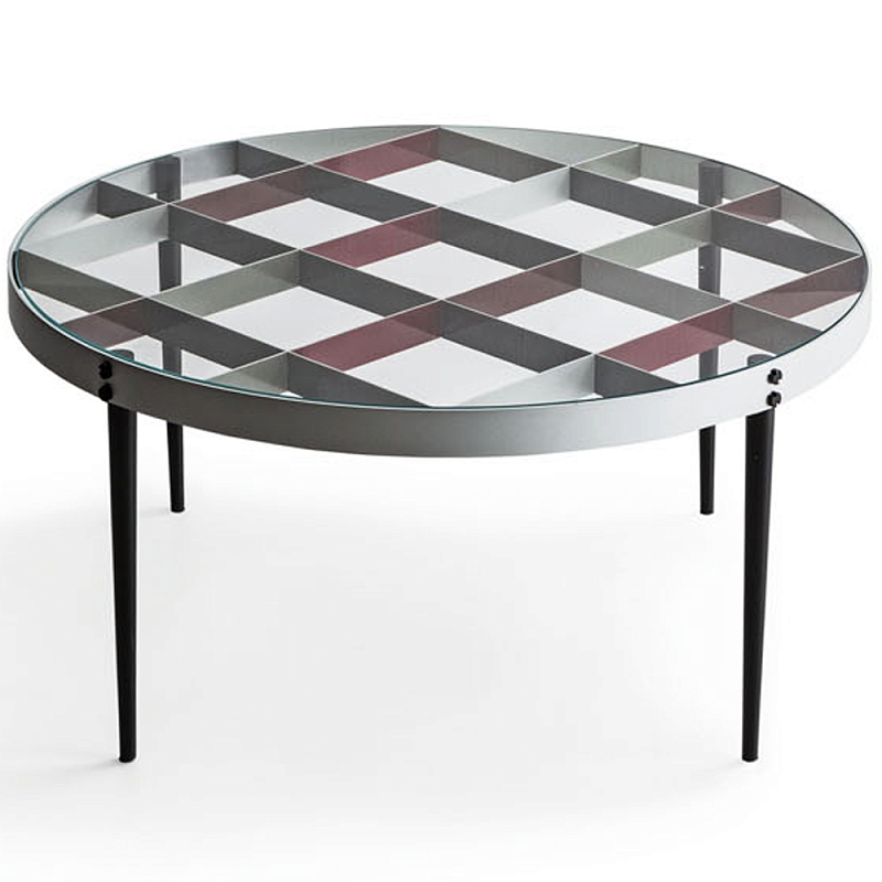 Дизайнерский круглый кофейный стол со стеклянной столешницей Gio Ponti D.555.1 Coffee Table Прозрачное Стекло Хром Черный Красный в Санкт-петербурге | Loft Concept 