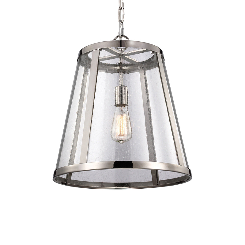 Подвесной светильник с прозрачным коническим стеклянным плафоном в современном стиле Feiss Никель в Санкт-петербурге | Loft Concept 