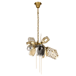 Люстра подвесная со стеклянными плафонами из дымчатого и золотистого с тремя вертикальными подвесками Gilded Mirage  варинант исполнения - 2 | Loft Concept в Санкт-петербурге